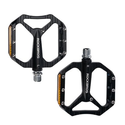 ROCKBROS Fahrradpedale rutschfest– Aluminium Plattformpedale mit Reflektoren, abgedichtetem Kugellager, Anti-Rutsch-Pins, 9/16" Achse