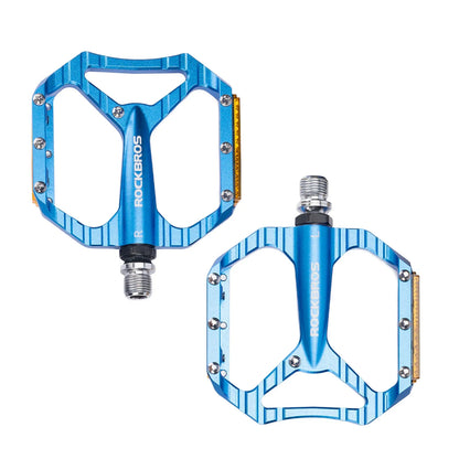 ROCKBROS Fahrradpedale rutschfest– Aluminium Plattformpedale mit Reflektoren, abgedichtetem Kugellager, Anti-Rutsch-Pins, 9/16" Achse