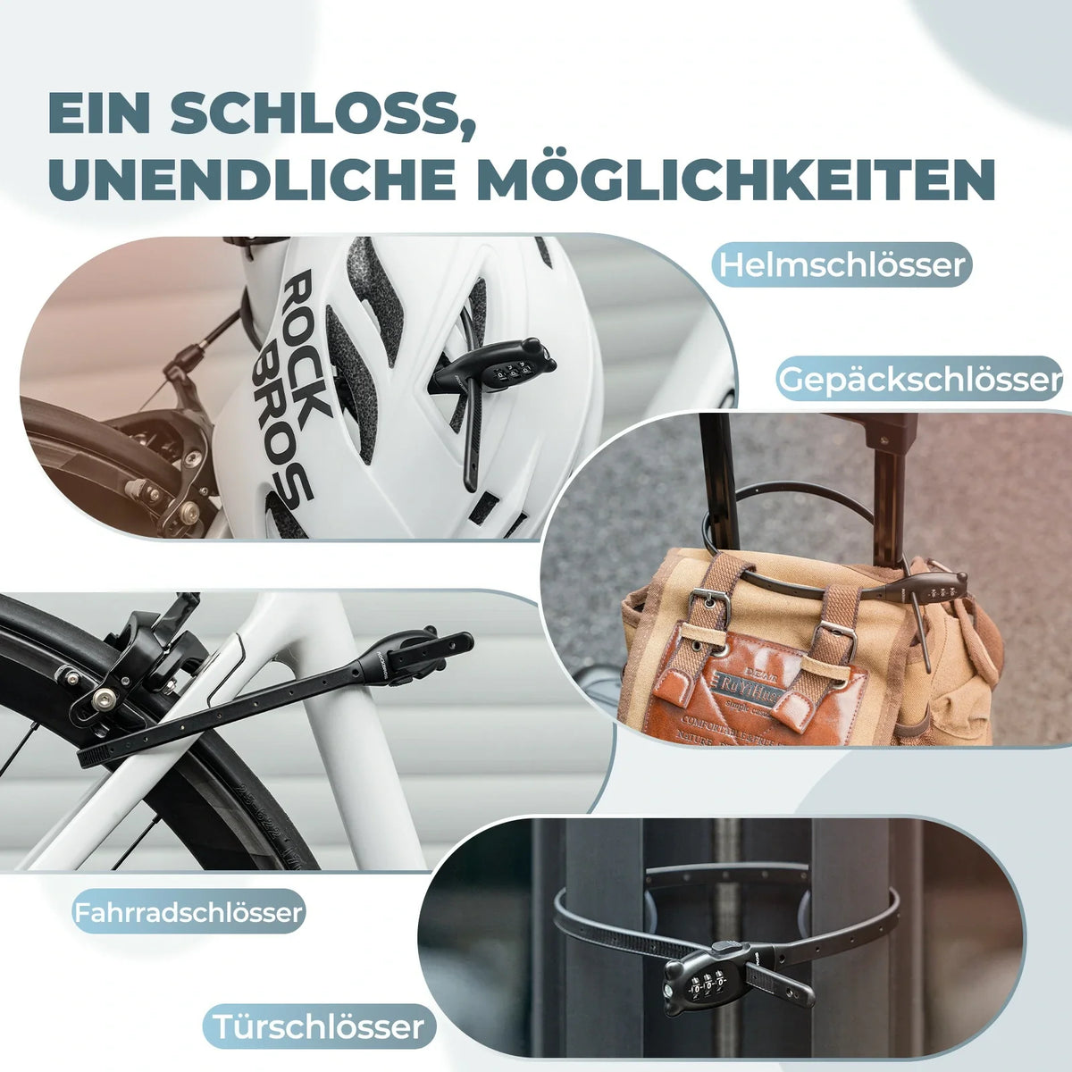 ROCKBROS Fahrradschloss, Kabelschloss Fahrrad mit 3 Zahlencode