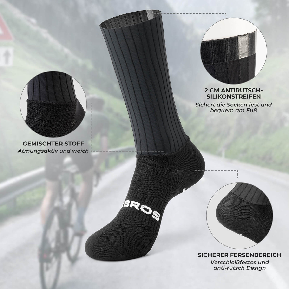 ROCKBROS Fahrradsocken Atmungsaktive Kompressionssocken