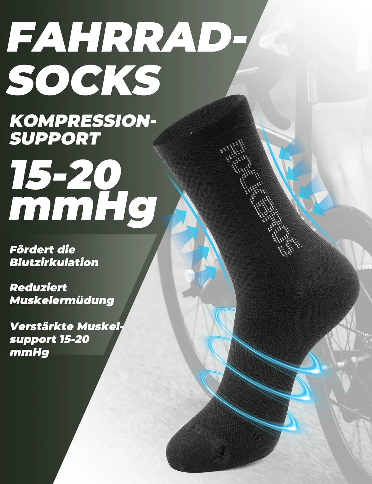 ROCKBROS Fahrradsocken Reflektierendes Logo Zweipaarpackung