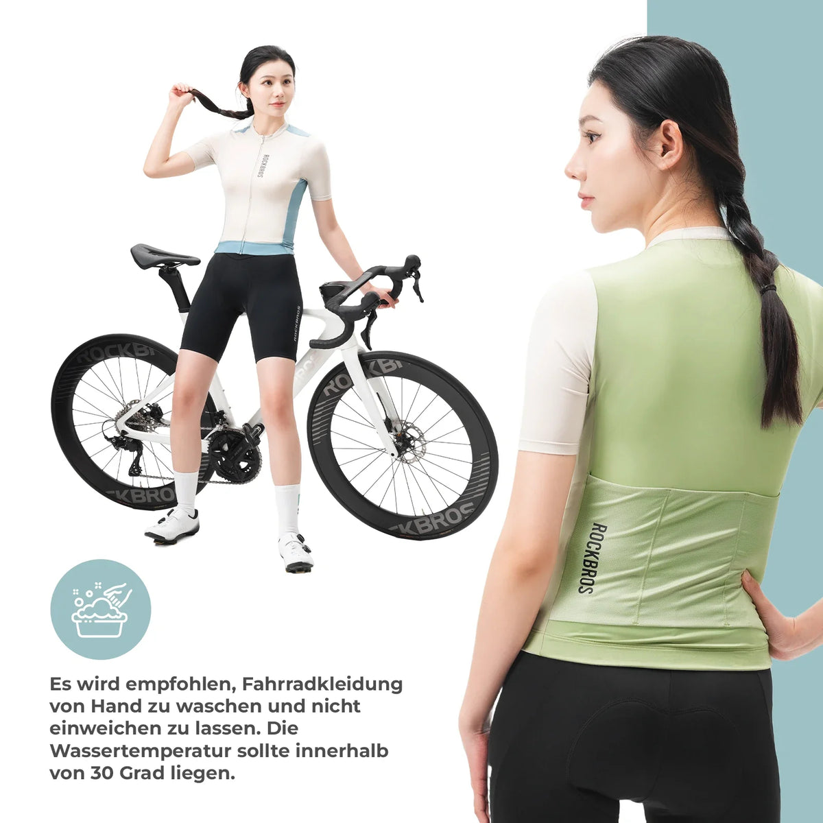 ROCKBROS Fahrradtrikot Damen Sommer Kurzarm Atmungsaktiv Radtrikot