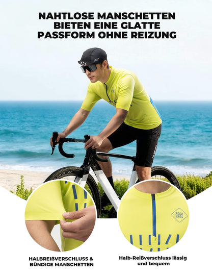 ROCKBROS Fahrradtrikot Kurzarm Herren Atmungsaktives und Schnelltrocknend Jersey Reflektierende