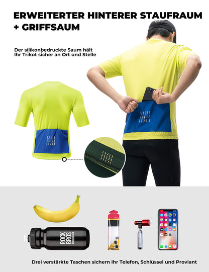 ROCKBROS Fahrradtrikot Kurzarm Herren Atmungsaktives und Schnelltrocknend Jersey Reflektierende