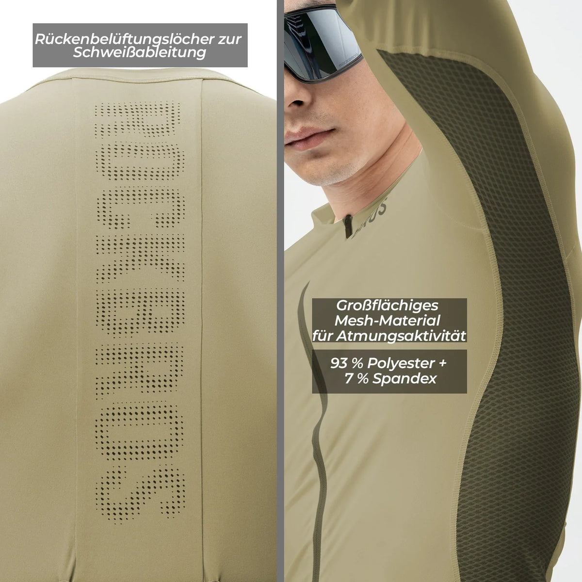 ROCKBROS Fahrradtrikot Radtrikot Langarm Herren, Atmungsaktiv und Schnelltrocknend, Elastisches