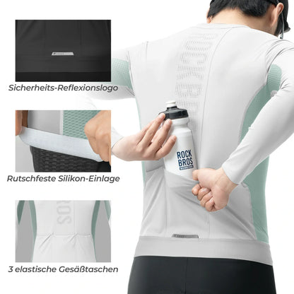 ROCKBROS Fahrradtrikot Radtrikot Langarm Herren, Atmungsaktiv und Schnelltrocknend, Elastisches