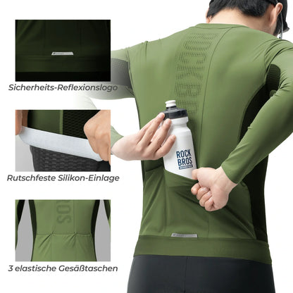 ROCKBROS Fahrradtrikot Radtrikot Langarm Herren, Atmungsaktiv und Schnelltrocknend, Elastisches