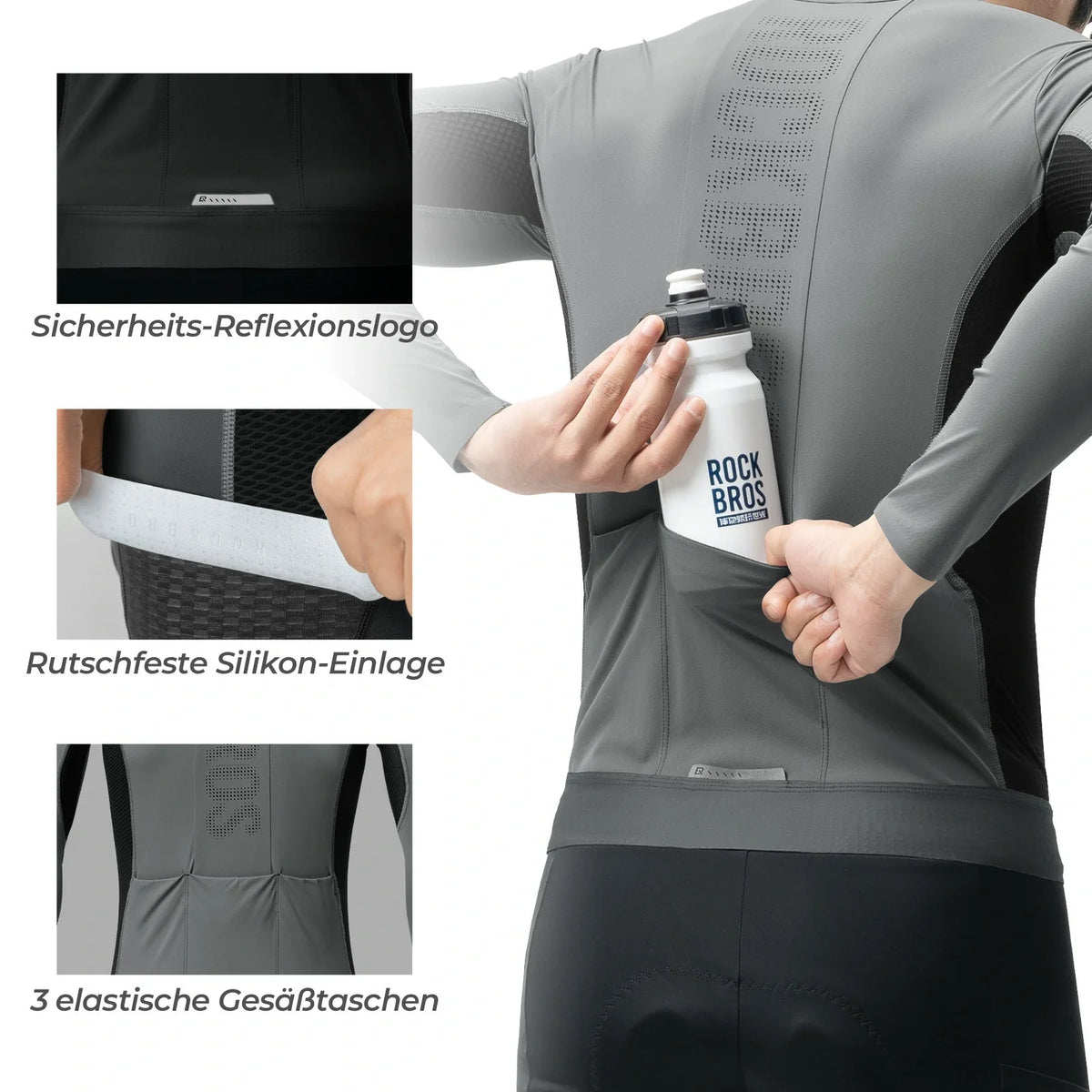 ROCKBROS Fahrradtrikot Radtrikot Langarm Herren, Atmungsaktiv und Schnelltrocknend, Elastisches