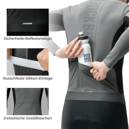 ROCKBROS Fahrradtrikot Radtrikot Langarm Herren, Atmungsaktiv und Schnelltrocknend, Elastisches