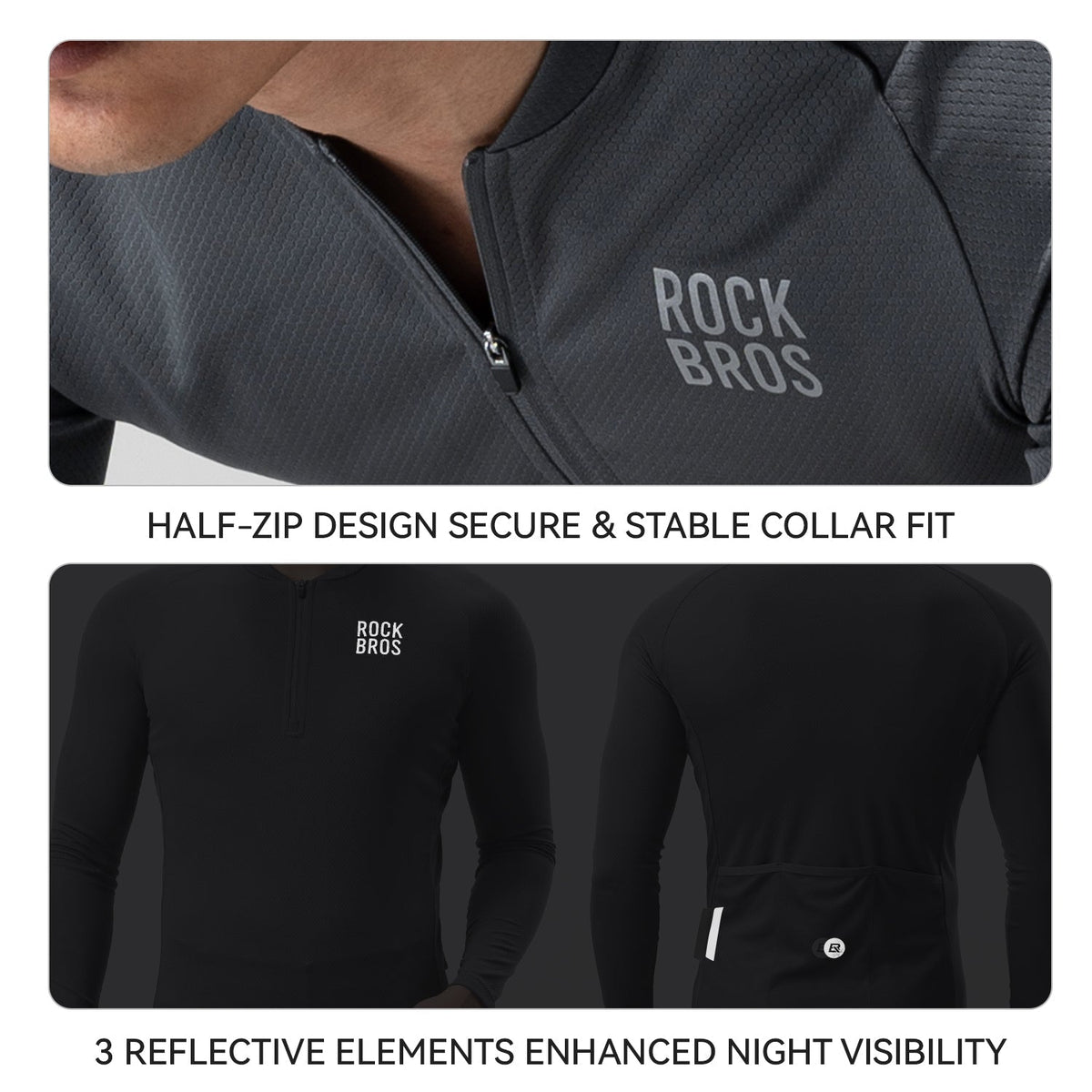 ROCKBROS Fahrradtrikot Langarm mit kurzem Frontreißverschluss - Modell YDCX011