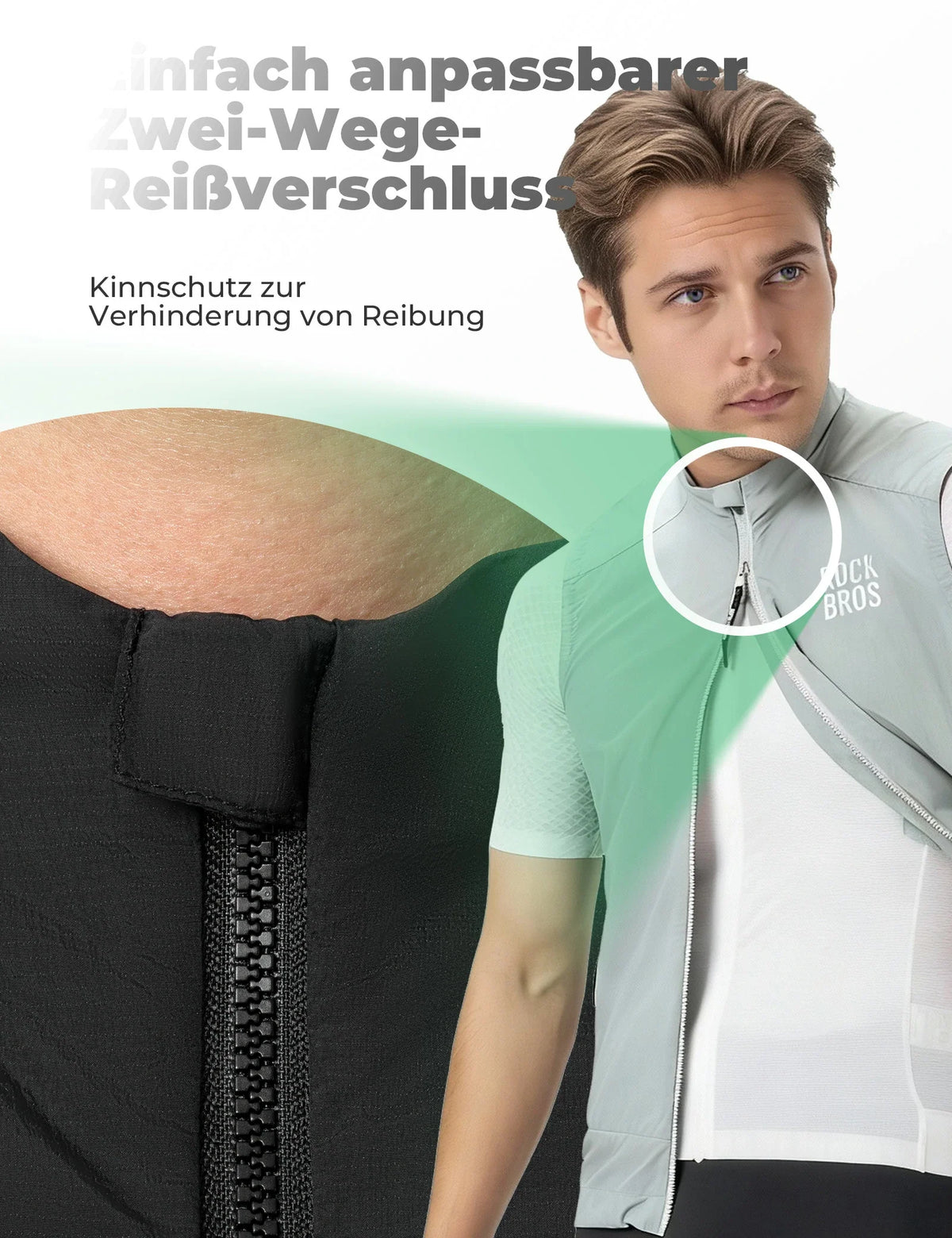 ROCKBROS Fahrradweste Winddicht Leicht Atmungsaktiv Schnelltrocknend, Faltbar Radweste