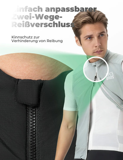 ROCKBROS Fahrradweste Winddicht Leicht Atmungsaktiv Schnelltrocknend, Faltbar Radweste