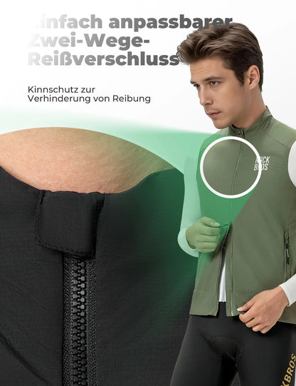 ROCKBROS Fahrradweste Winddicht Leicht Atmungsaktiv Schnelltrocknend, Faltbar Radweste