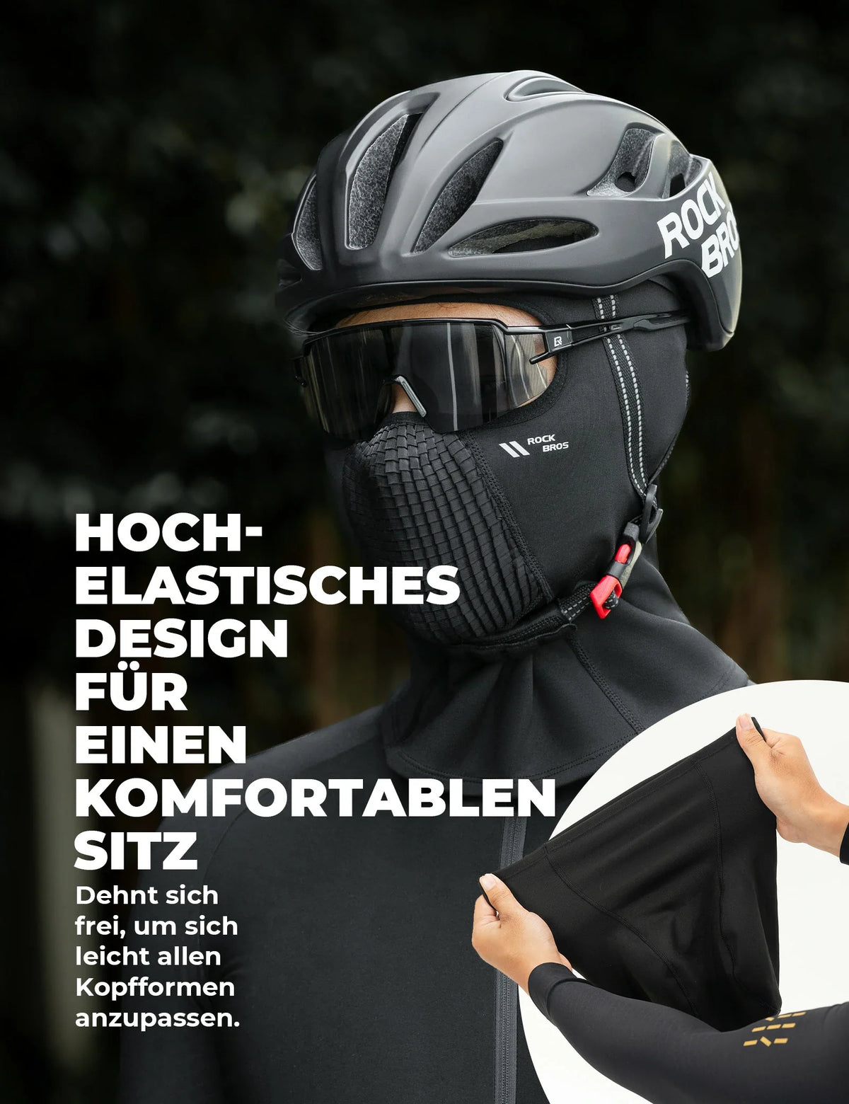ROCKBROS Fleece-Sturmhaube Winter Atmungsaktive Balaclava Skimaske