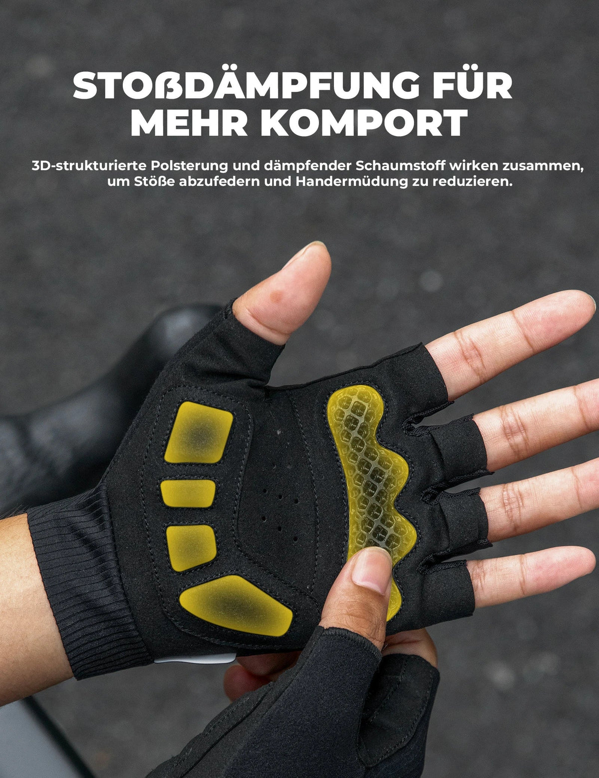 ROCKBROS Halbfinger-Fahrradhandschuhe Sommer Elastisch & Atmungsaktiv, Anti-Rutsch- und Dämpfungspolster