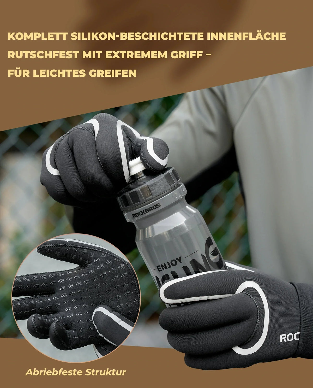ROCKBROS Fahrradhandschuhe Winter, Wasserdicht und Winddicht S365