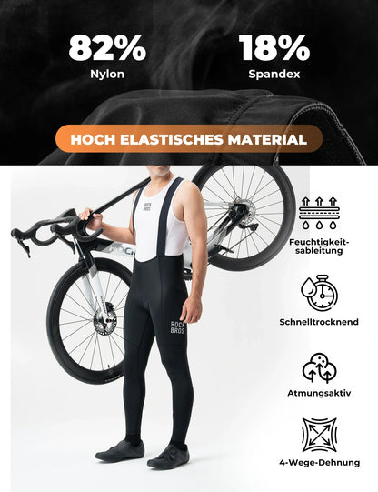 ROCKBROS Herren Fahrradhose mit Träger - Hochdehnbar, Atmungsaktiv mit Reflexstreifen