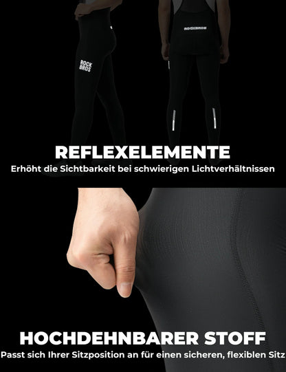 ROCKBROS Herren Fahrradhose mit Träger - Hochdehnbar, Atmungsaktiv mit Reflexstreifen