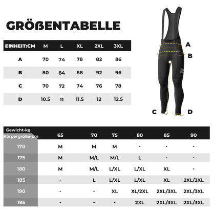 ROCKBROS Herren Fahrradhose mit Träger - Hochdehnbar, Atmungsaktiv mit Reflexstreifen