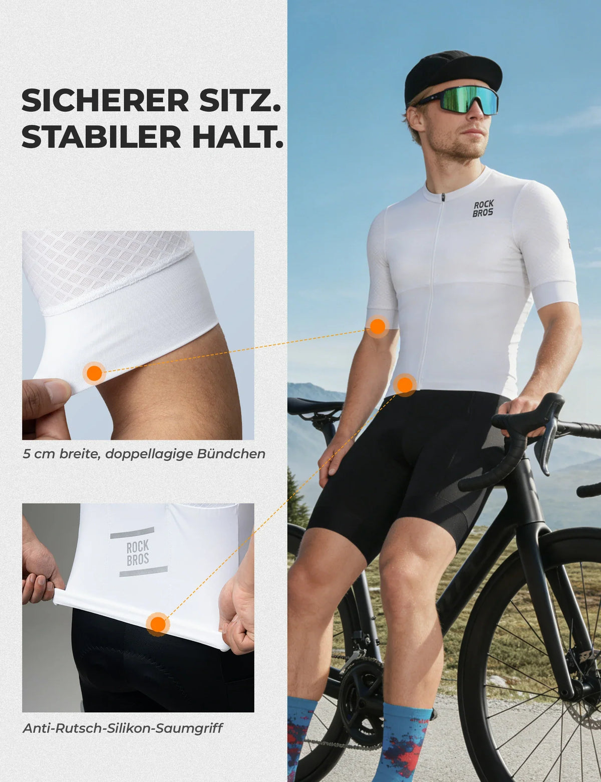 ROCKBROS Herren Kurzarm Fahrradtrikot
