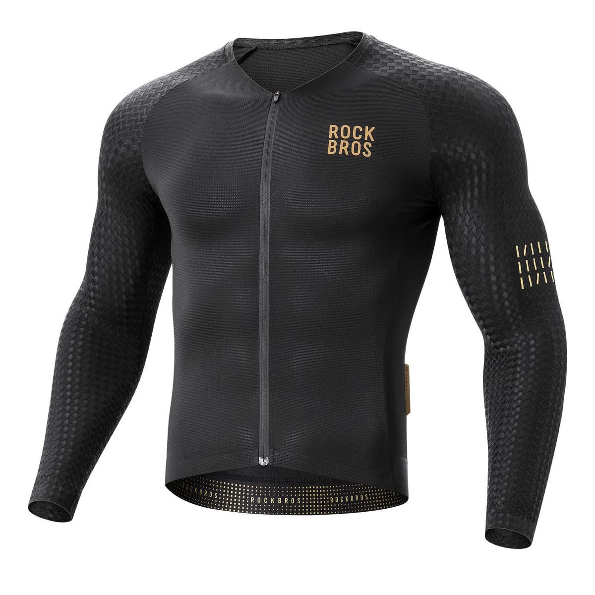 ROCKBROS Herren Langarm-Radtrikot Atmungsaktiv Reflektierend mit 3D-Schnitt