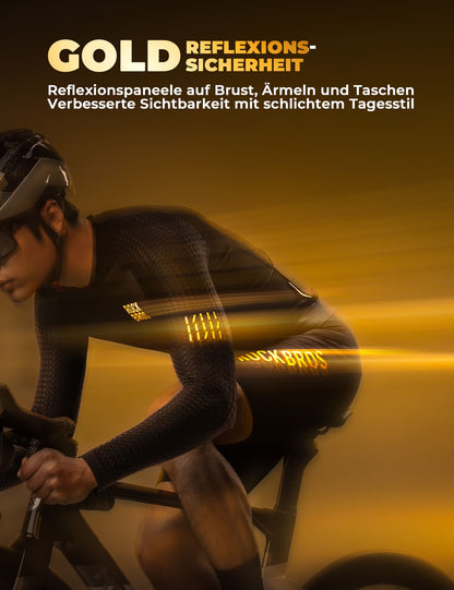 ROCKBROS Herren Langarm-Radtrikot Atmungsaktiv Reflektierend mit 3D-Schnitt