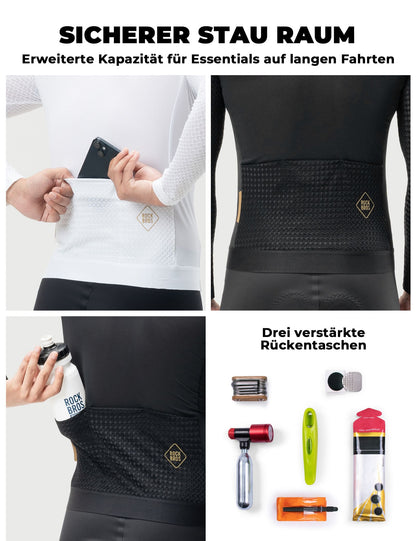 ROCKBROS Herren Langarm-Radtrikot Atmungsaktiv Reflektierend mit 3D-Schnitt