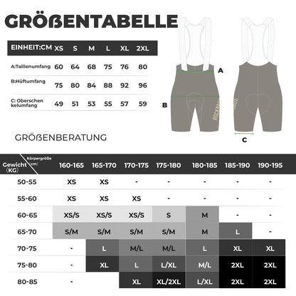 ROCKBROS Herren Radlerhose mit Träger Gepolstert, Fahrradhose Kurz, Atmungsaktive schnelltrocknende