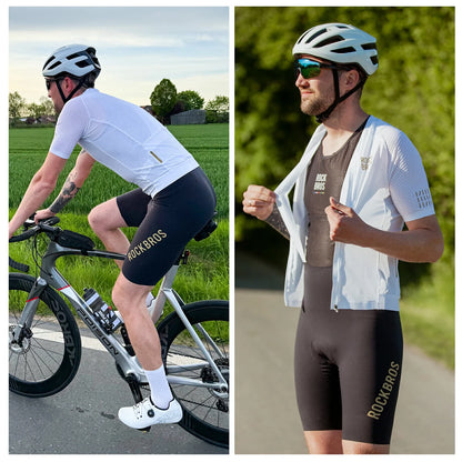 ROCKBROS Herren Radlerhose mit Träger Gepolstert, Fahrradhose Kurz, Atmungsaktive schnelltrocknende