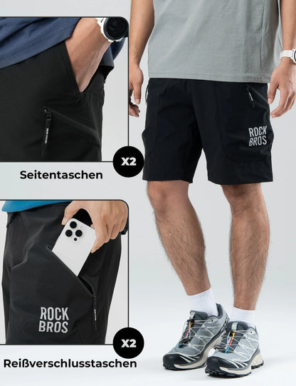 ROCKBROS Herren Sport Shorts Fahrradhose  - Magnetischer Taillengurt, 4-Taschen-Design