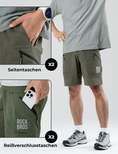 ROCKBROS Herren Sport Shorts Fahrradhose  - Magnetischer Taillengurt, 4-Taschen-Design