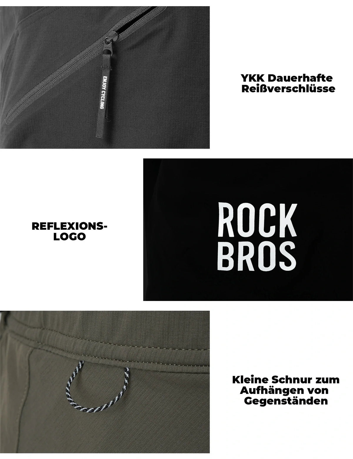ROCKBROS Herren Sport Shorts Fahrradhose  - Magnetischer Taillengurt, 4-Taschen-Design