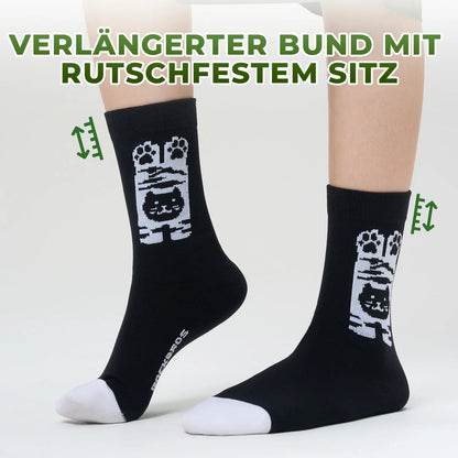 ROCKBROS Kinder Fahrradsocken mit 5A Antibakteriell Kompressionszonen Katzenpfoten Design