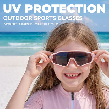 ROCKBROS Kinder Fahrrad Sonnenbrille - Polarisiert/Photochrom mit UV400 Schutz