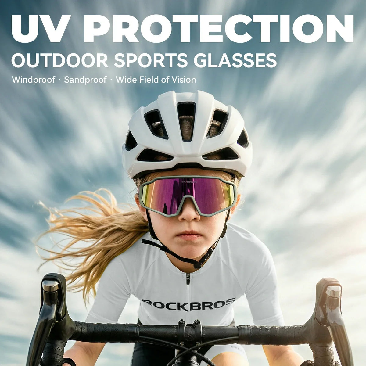 ROCKBROS Kinder Fahrrad Sonnenbrille - Polarisiert/Photochrom mit UV400 Schutz