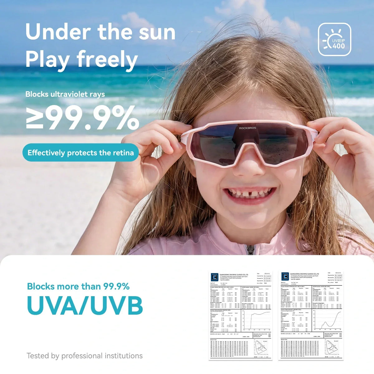 ROCKBROS Kinder Fahrrad Sonnenbrille - Polarisiert/Photochrom mit UV400 Schutz