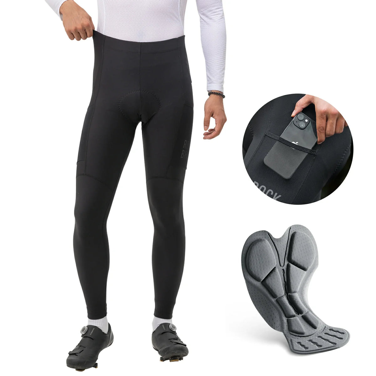 ROCKBROS Lang Fahrradhose für Herren Thermo Radlerhose 3D gepolstert