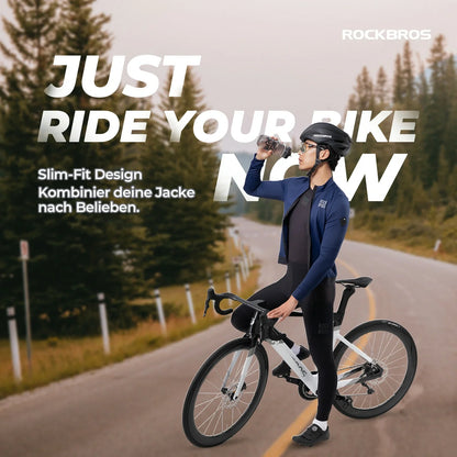 ROCKBROS Langarm Ärmel Radtrikot Herren, Warm Fahrradtrikot Bekleidung Atmungsaktiv