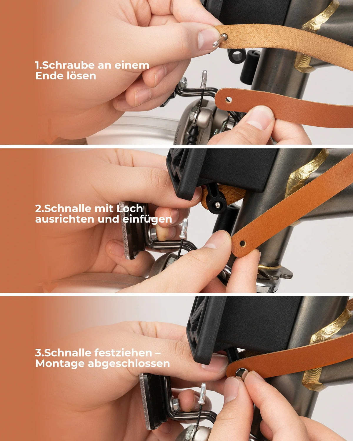 ROCKBROS Leder Schnellverschluss Griff für Brompton Leder Schnallenschloss Klappfahrrad Zubehör