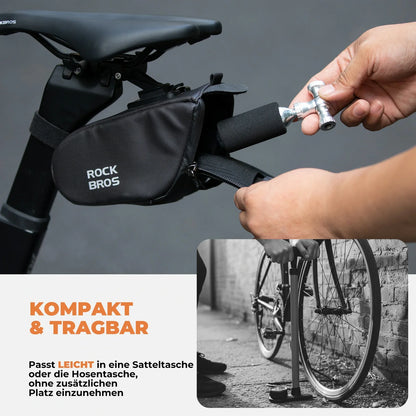 ROCKBROS Mini Fahrradpumpe mit CO₂-Adapter - Tragbar, Presta & Schrader Kompatibel, bis 80 PSI