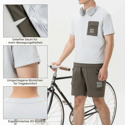 ROCKBROS Mountainbike Radtrikot Kurzarm Herren mit Magnet Brusttasche