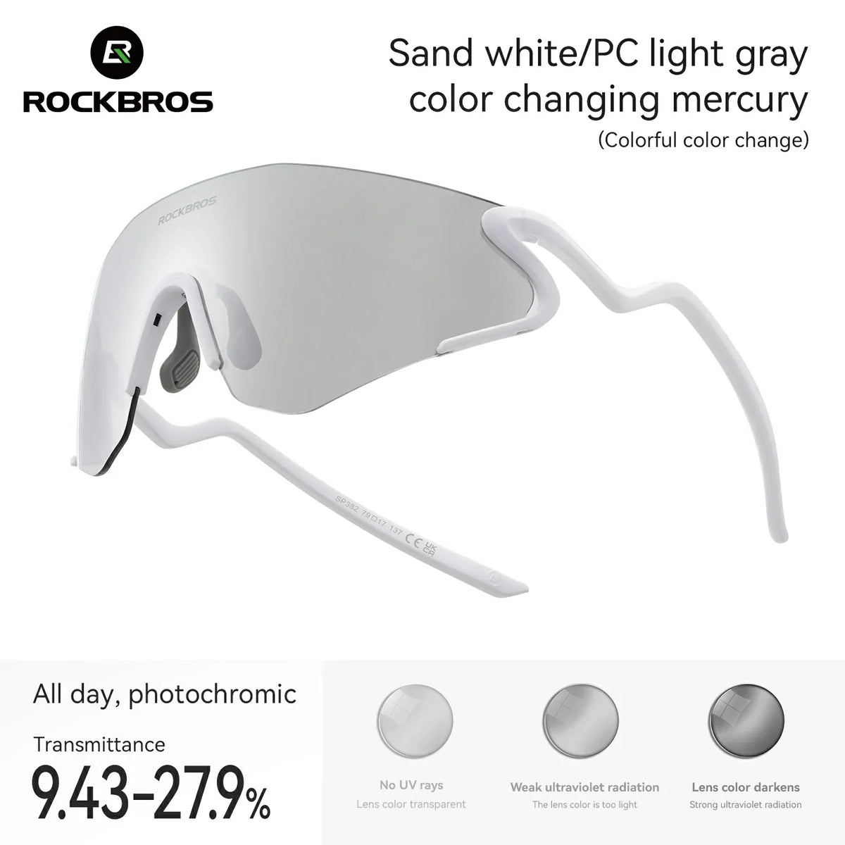 ROCKBROS Photochrome Fahrradbrille mit UV400 Schutz