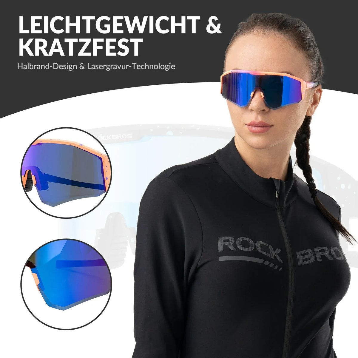 ROCKBROS Polarisierte Fahrradbrille mit Verstellbaren Bügeln