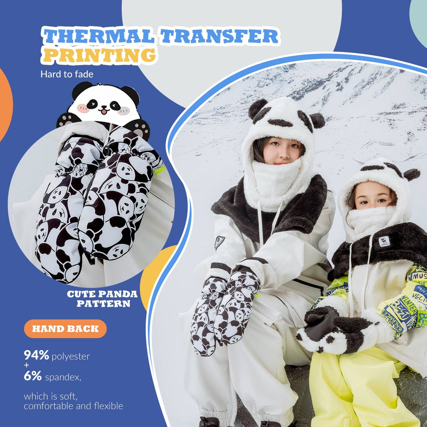 Kinder Handschuhe Winddicht Wasserdicht Warm für Schnee und Ski Qunature