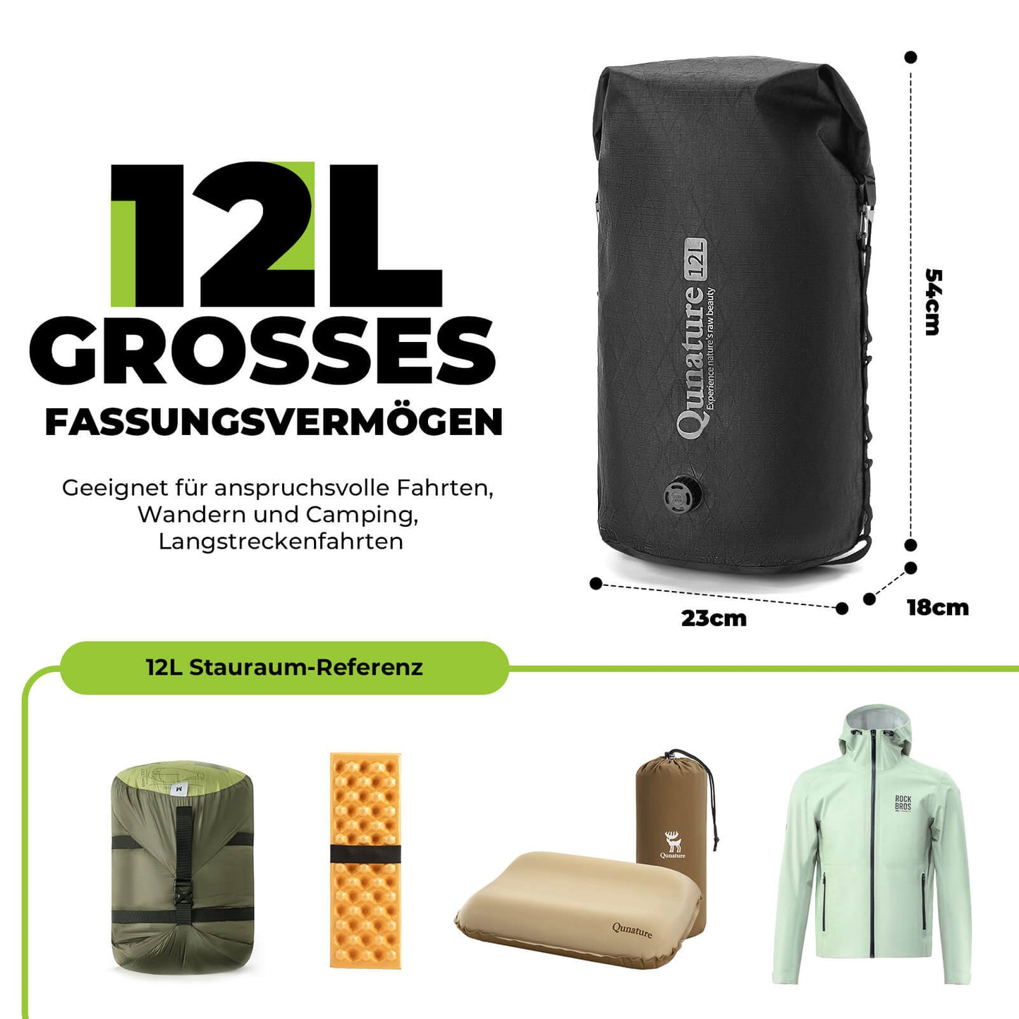 Lenkertasche 6L/12L Wasserdicht & Leicht für Fahrrad und Outdoor Qunature