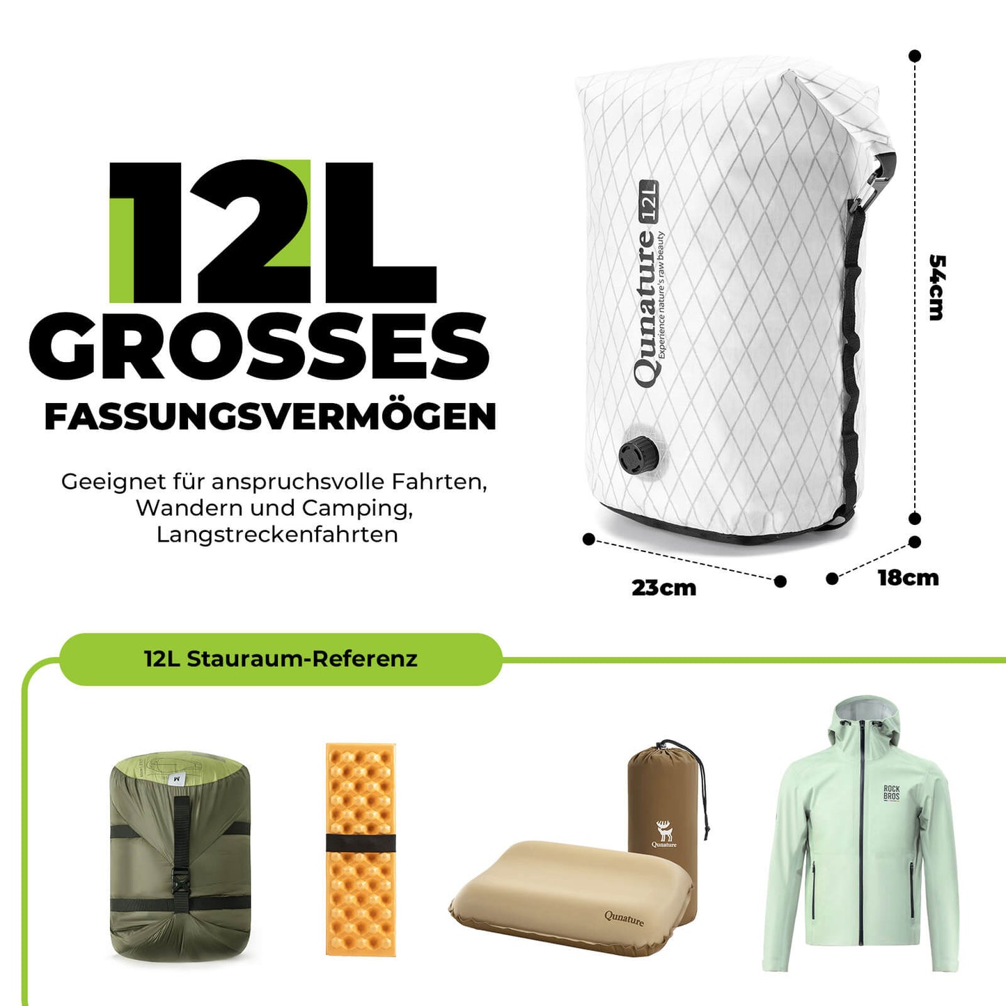 Lenkertasche 6L/12L Wasserdicht & Leicht für Fahrrad und Outdoor Qunature