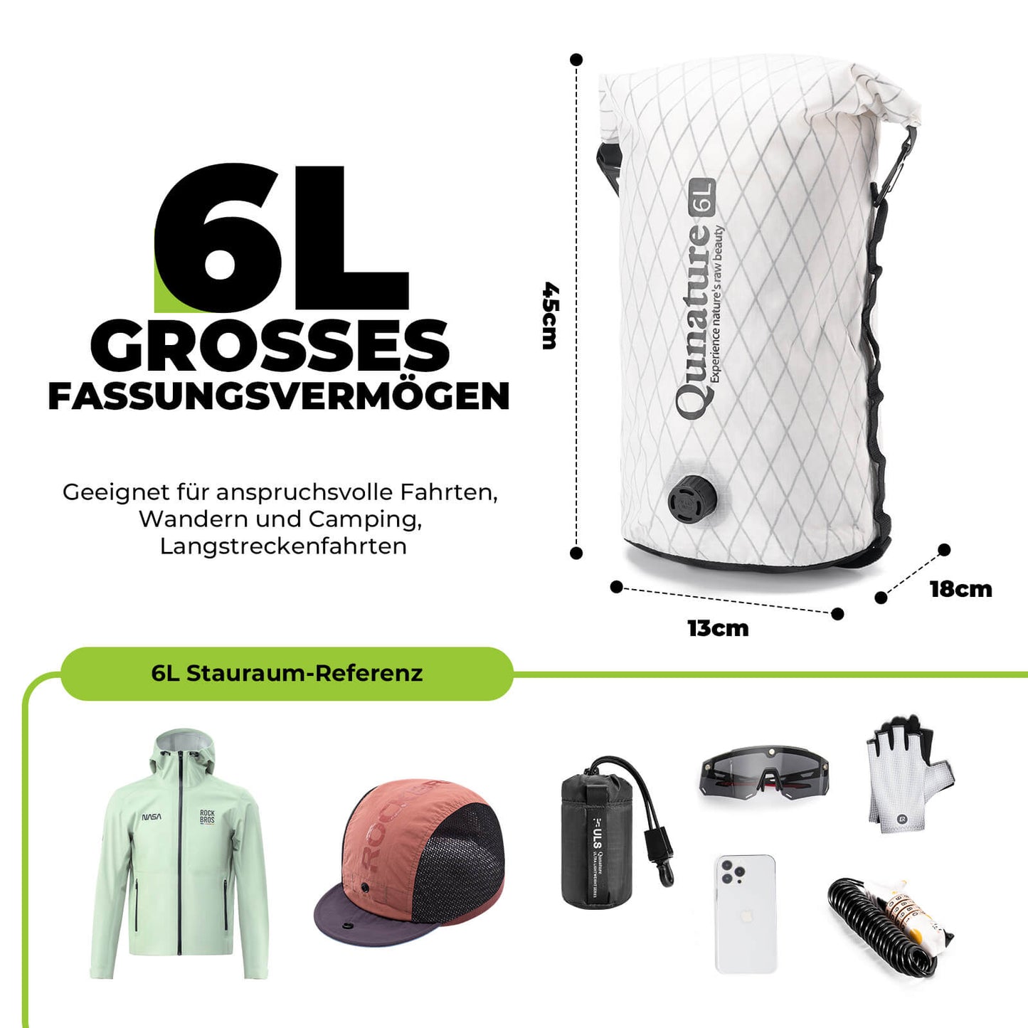 Lenkertasche 6L/12L Wasserdicht & Leicht für Fahrrad und Outdoor Qunature
