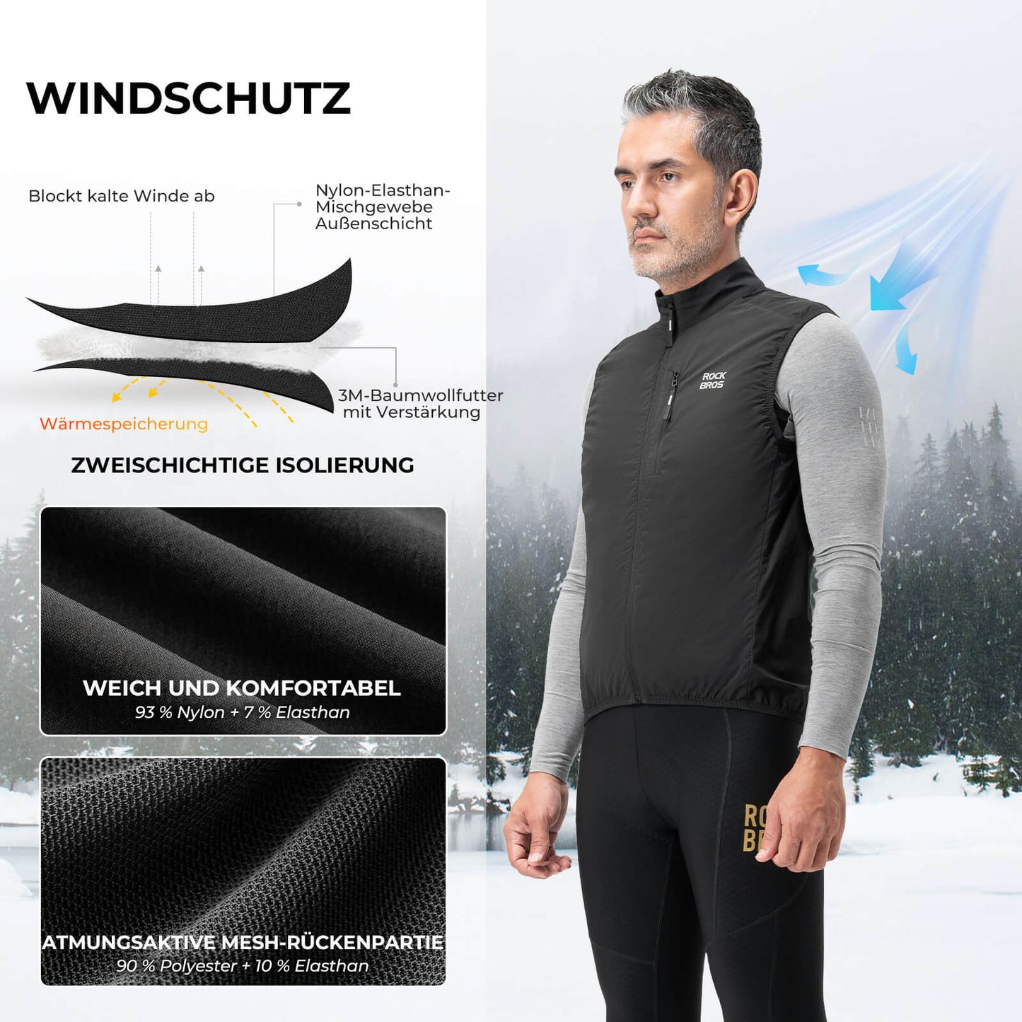 Ärmellose Fahrradweste Fahrradjacke Packbar Atmungsaktiv ROCKBROS