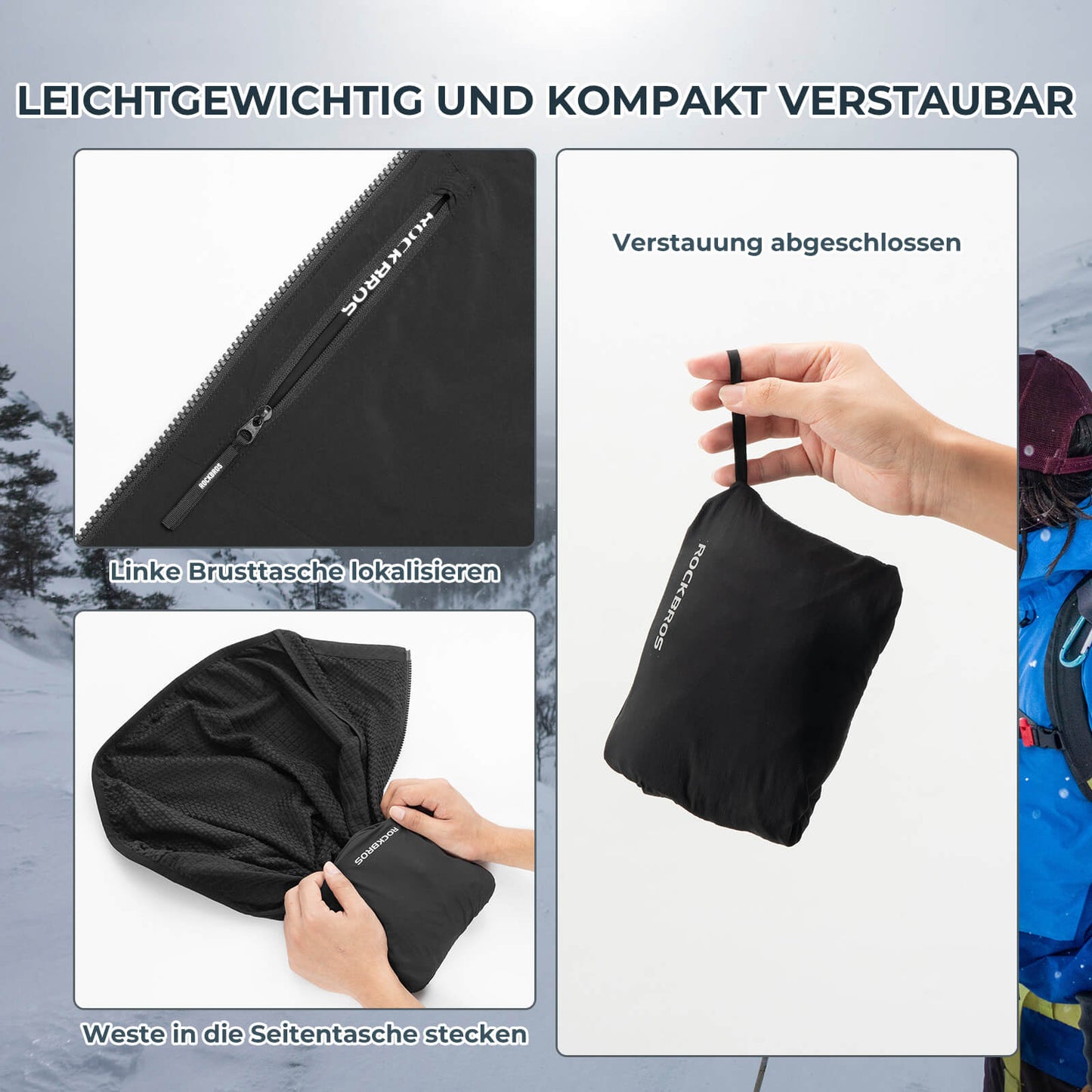 Ärmellose Winddichte Fahrradweste Packbar Atmungsaktiv ROCKBROS