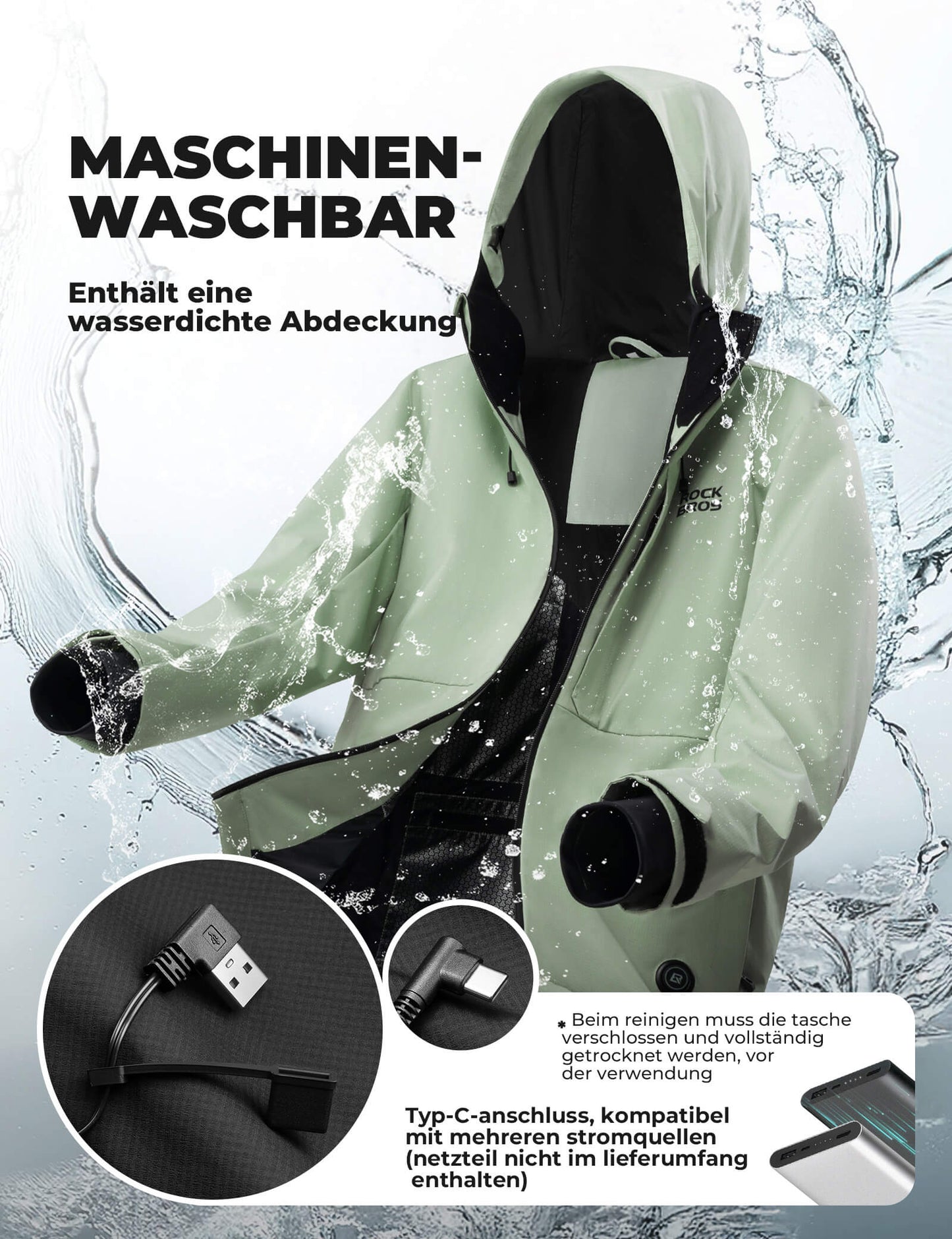 Beheizbare Fahrradjacke mit Typ-C-Anschluss ROCKBROS